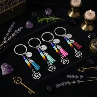 Chakra Lotus Keychain - Sorceress Sanctuary Rose red-Red-Green-Blue