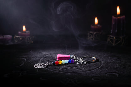 Chakra Lotus Keychain - Sorceress Sanctuary Rose red-Red-Green-Blue
