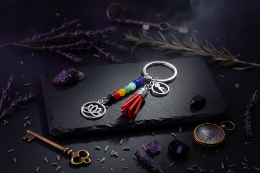 Chakra Lotus Keychain - Sorceress Sanctuary Rose red-Red-Green-Blue