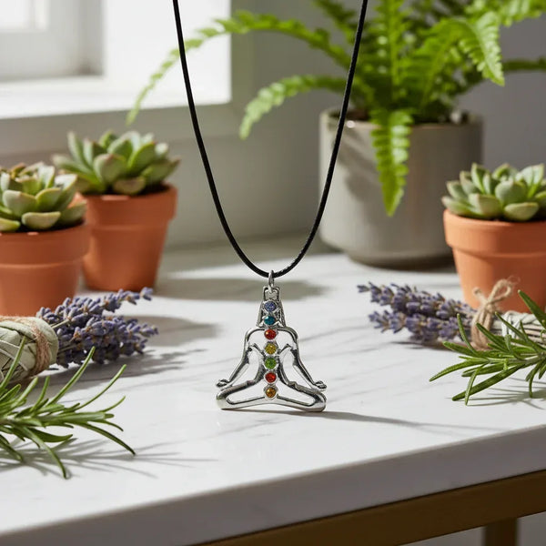 Chakra Meditation Necklace - Sorceress Sanctuary Antique Silver