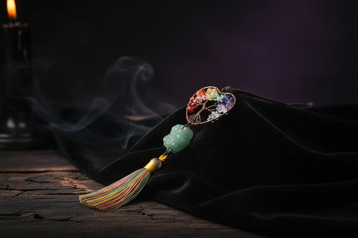 Crystal Chakra Life Tree - Sorceress Sanctuary Crystal Lucky Tree Pendant