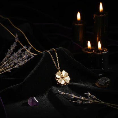 Clover Crystal Necklace - Sorceress Sanctuary Gold