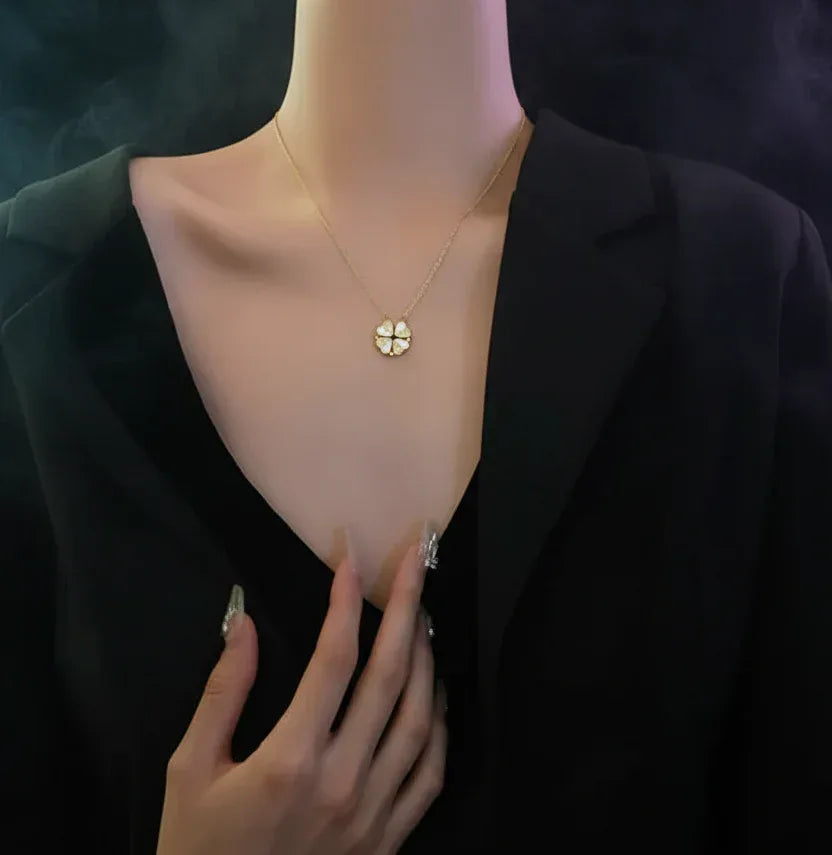 Clover Crystal Necklace - Sorceress Sanctuary Gold