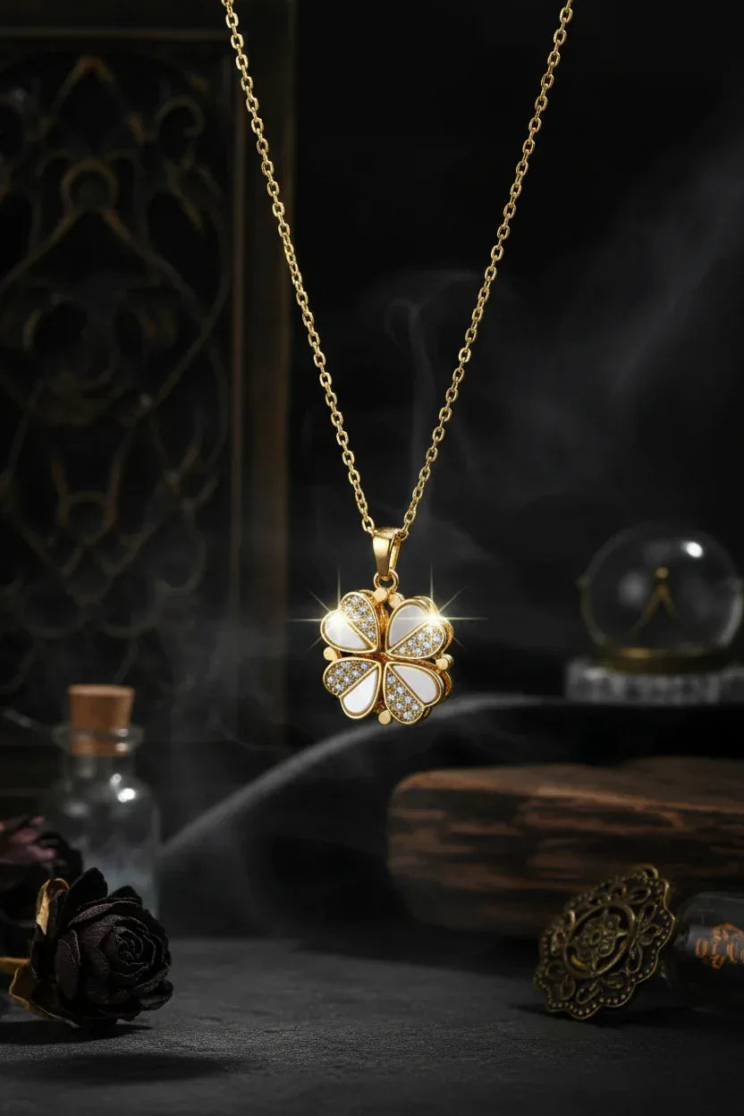 Clover Crystal Necklace - Sorceress Sanctuary Gold