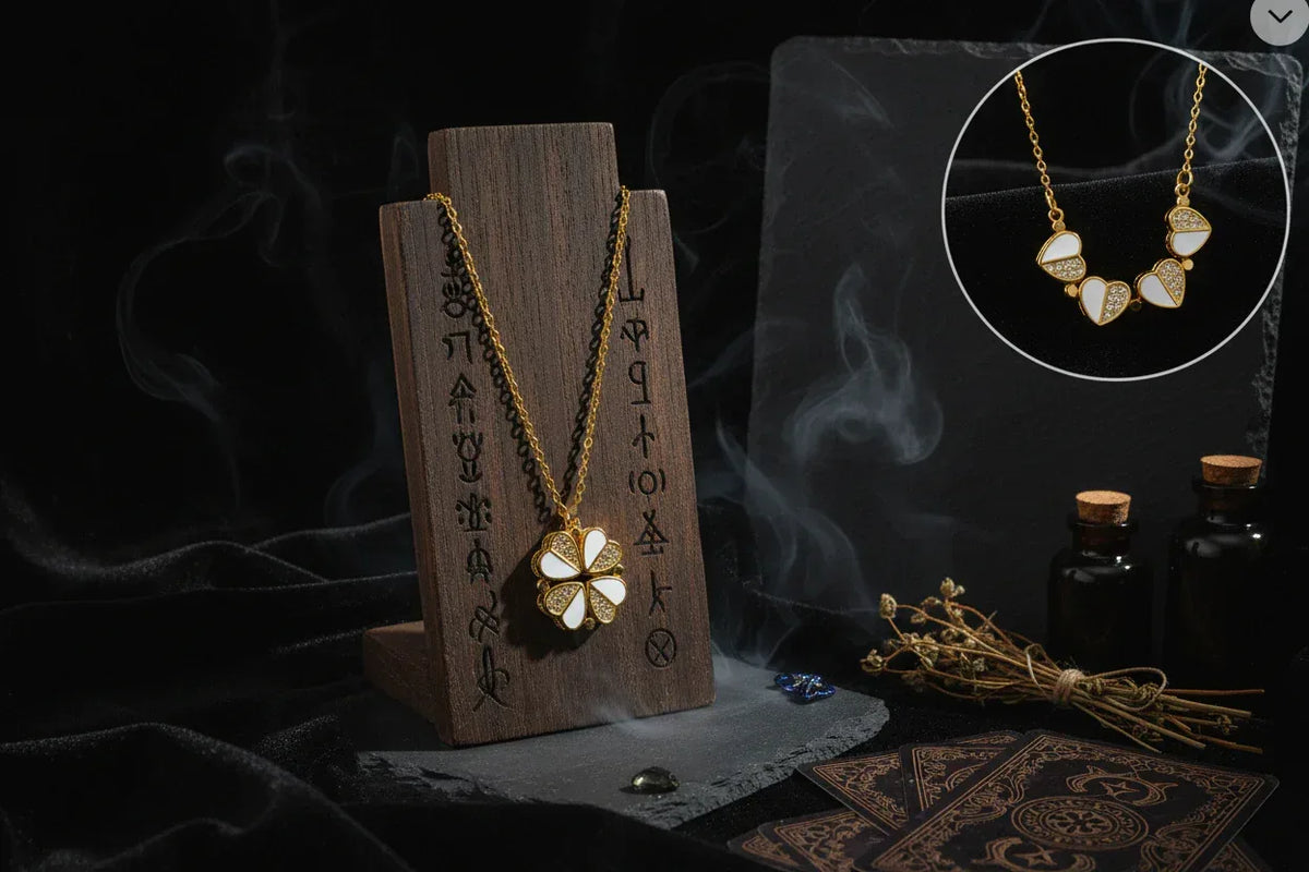 Clover Crystal Necklace - Sorceress Sanctuary Gold