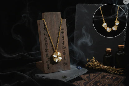 Clover Crystal Necklace - Sorceress Sanctuary Gold