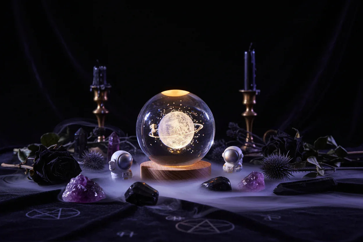 Cosmic Ball Lamp - Sorceress Sanctuary Nebula-Deer-Single Astronaut-Ferris Wheel-Newt