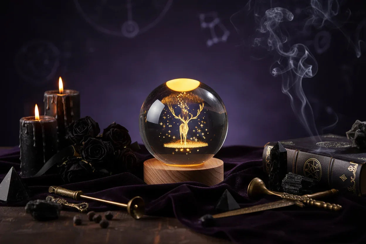 Cosmic Ball Lamp - Sorceress Sanctuary Nebula-Deer-Single Astronaut-Ferris Wheel-Newt