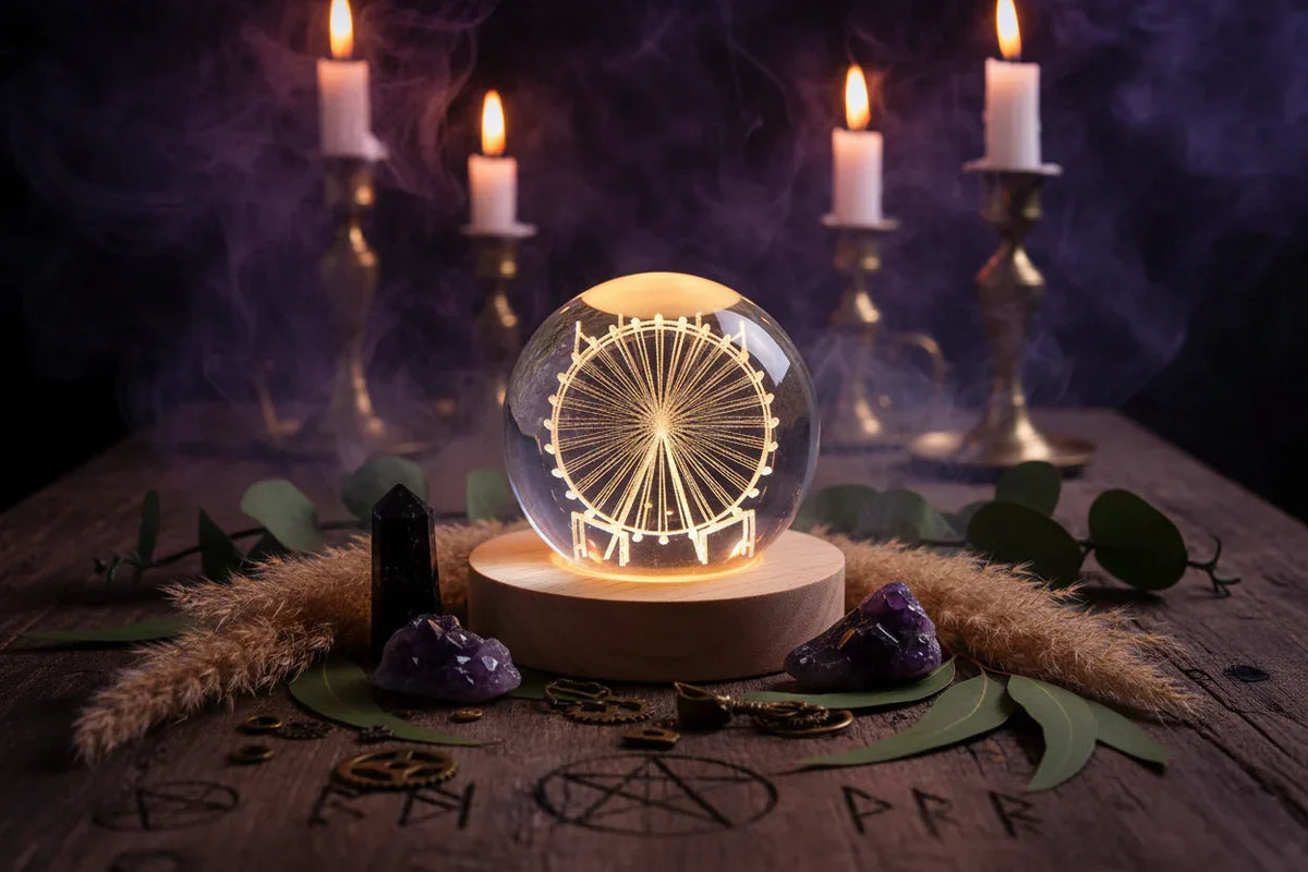 Cosmic Ball Lamp - Sorceress Sanctuary Nebula-Deer-Single Astronaut-Ferris Wheel-Newt