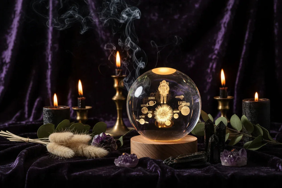 Cosmic Ball Lamp - Sorceress Sanctuary Nebula-Deer-Single Astronaut-Ferris Wheel-Newt