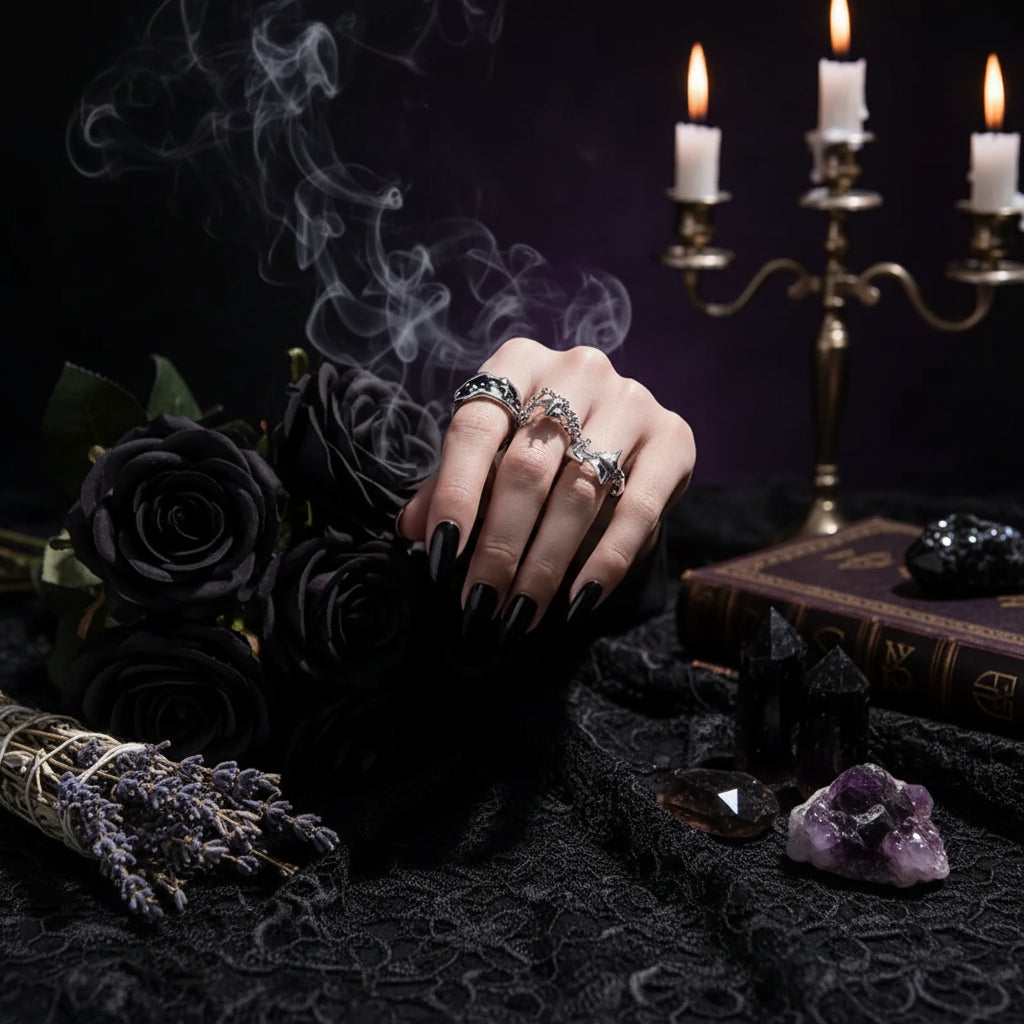 Cosmic Star Ring - Sorceress Sanctuary Black star-Double star ring