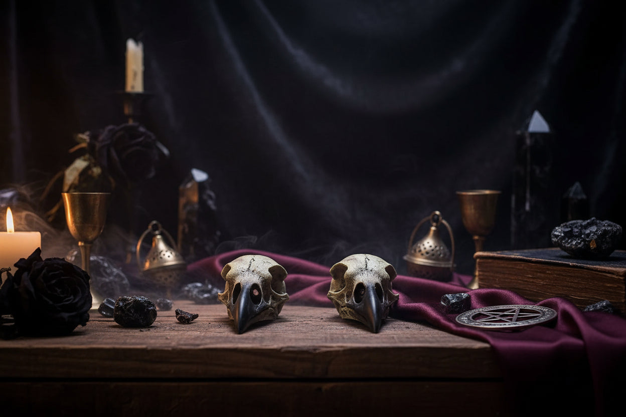 Crow Skull Necklace - Sorceress Sanctuary 28x60mm-18x40mm