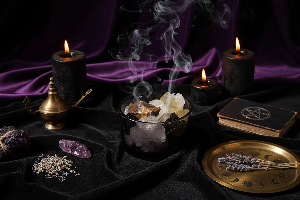Crystal Aroma Stones - Sorceress Sanctuary Lavender-Hilton Garden-Westin White Tea-British pear freesia-Blue wind chimes