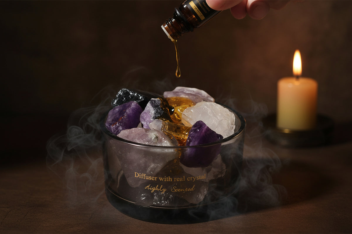 Crystal Aroma Stones - Sorceress Sanctuary Lavender-Hilton Garden-Westin White Tea-British pear freesia-Blue wind chimes