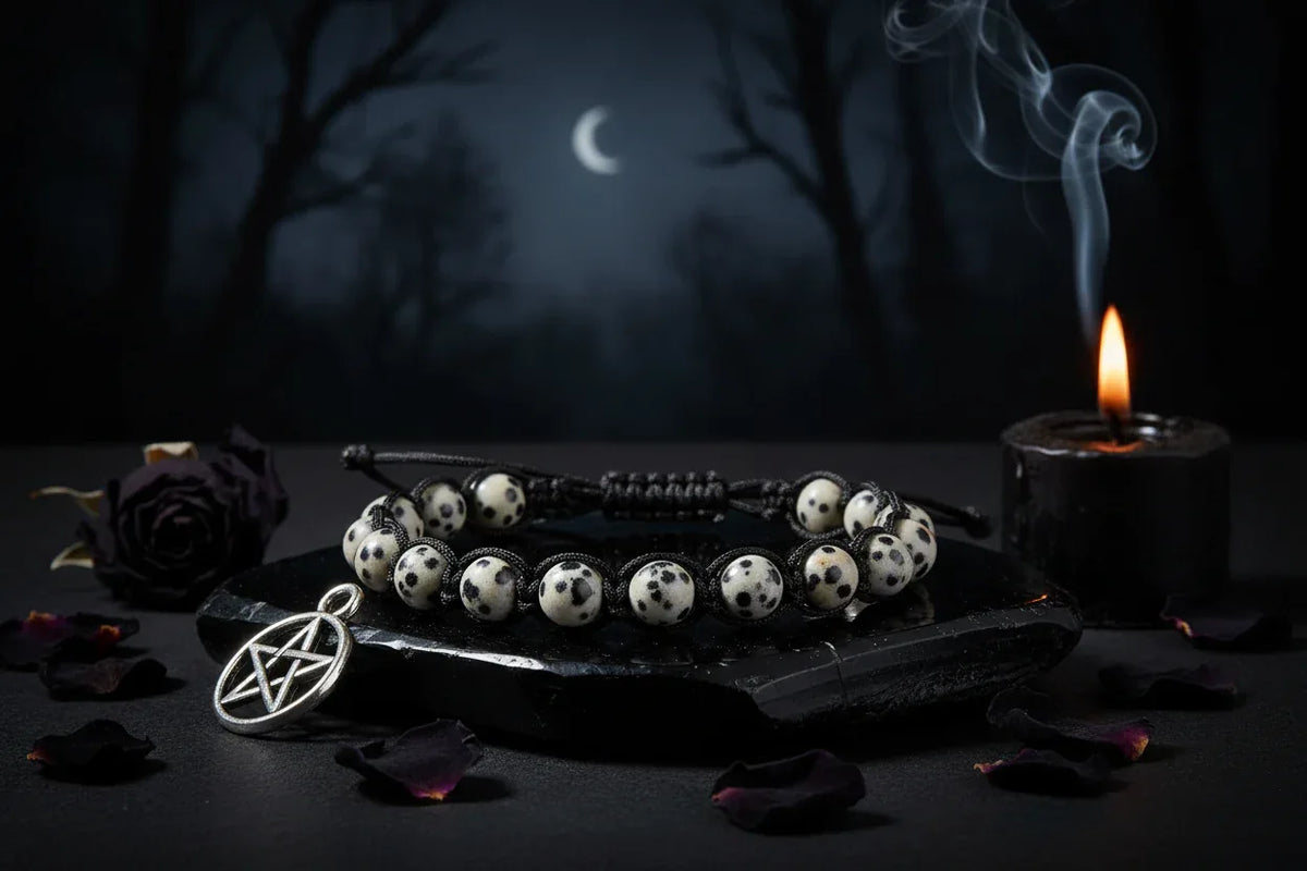 Crystal Beaded Bracelet - Sorceress Sanctuary Phoenix Blue Gold-Volcanic Rock-Haematite-Tree Pattern Agate-Rose Stone