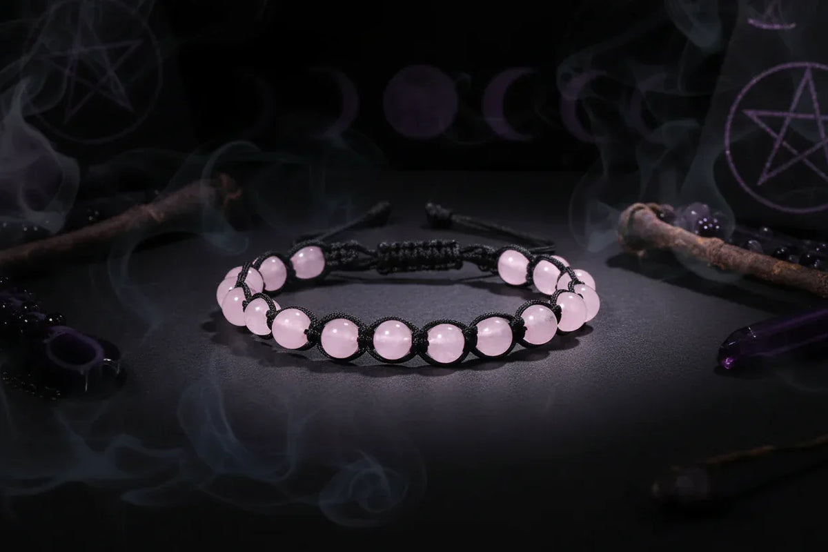 Crystal Beaded Bracelet - Sorceress Sanctuary Phoenix Blue Gold-Volcanic Rock-Haematite-Tree Pattern Agate-Rose Stone