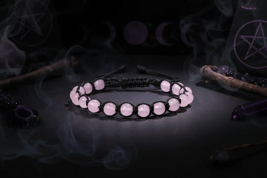 Crystal Beaded Bracelet - Sorceress Sanctuary Phoenix Blue Gold-Volcanic Rock-Haematite-Tree Pattern Agate-Rose Stone