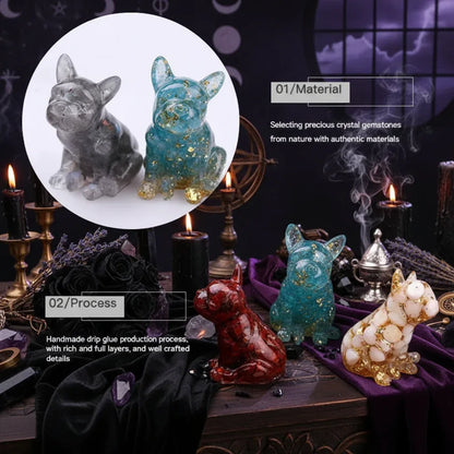 Crystal Bulldog - Sorceress Sanctuary White Crystal-Watermelon Crystal-Tiger's Eye-Aquamarine treasure-Deep Sea Caterpillar