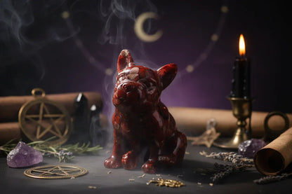Crystal Bulldog - Sorceress Sanctuary White Crystal-Watermelon Crystal-Tiger's Eye-Aquamarine treasure-Deep Sea Caterpillar