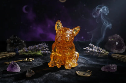 Crystal Bulldog - Sorceress Sanctuary White Crystal-Watermelon Crystal-Tiger's Eye-Aquamarine treasure-Deep Sea Caterpillar