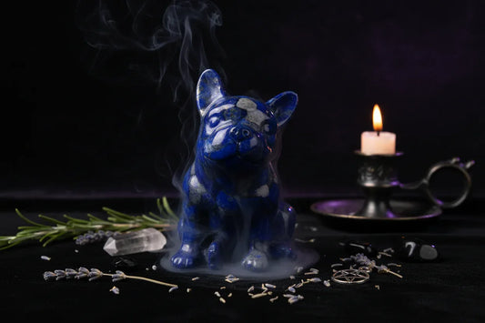 Crystal Bulldog - Sorceress Sanctuary White Crystal-Watermelon Crystal-Tiger's Eye-Aquamarine treasure-Deep Sea Caterpillar