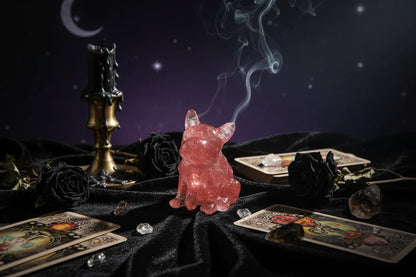 Crystal Bulldog - Sorceress Sanctuary White Crystal-Watermelon Crystal-Tiger's Eye-Aquamarine treasure-Deep Sea Caterpillar