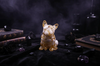 Crystal Bulldog - Sorceress Sanctuary White Crystal-Watermelon Crystal-Tiger's Eye-Aquamarine treasure-Deep Sea Caterpillar