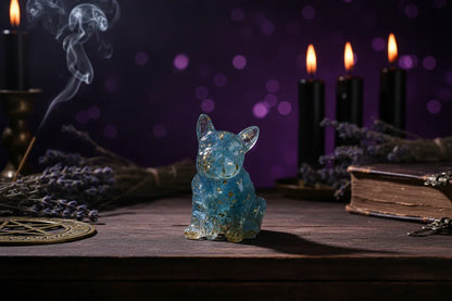Crystal Bulldog - Sorceress Sanctuary White Crystal-Watermelon Crystal-Tiger's Eye-Aquamarine treasure-Deep Sea Caterpillar