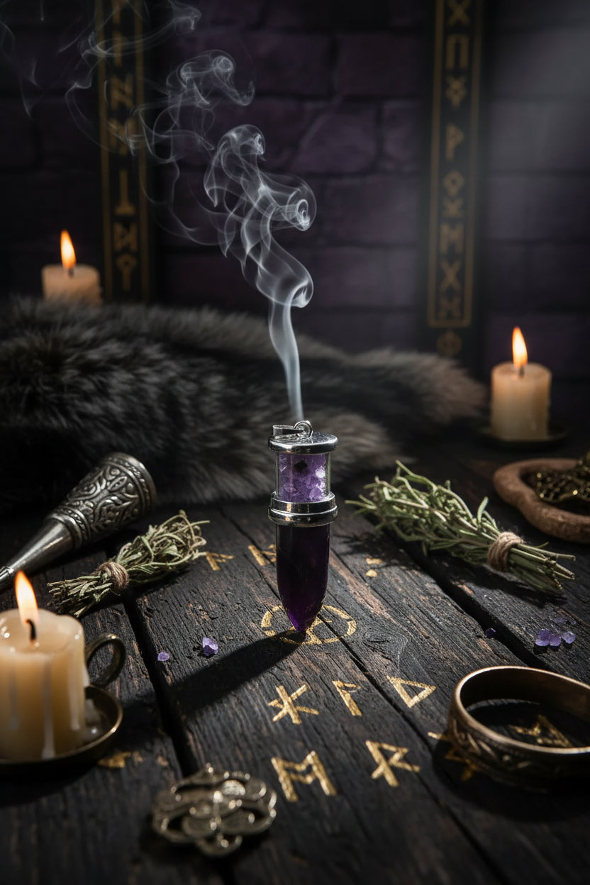 Crystal Bullet Pendant - Sorceress Sanctuary Tiger Eye Stone-Amethyst-Green Aventurine-Opal-Rose Quartz