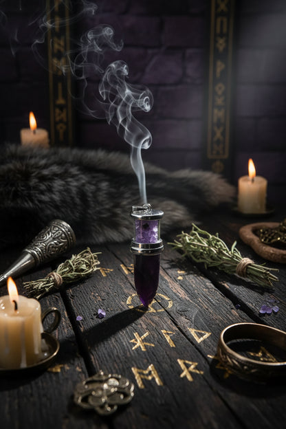 Crystal Bullet Pendant - Sorceress Sanctuary Tiger Eye Stone-Amethyst-Green Aventurine-Opal-Rose Quartz