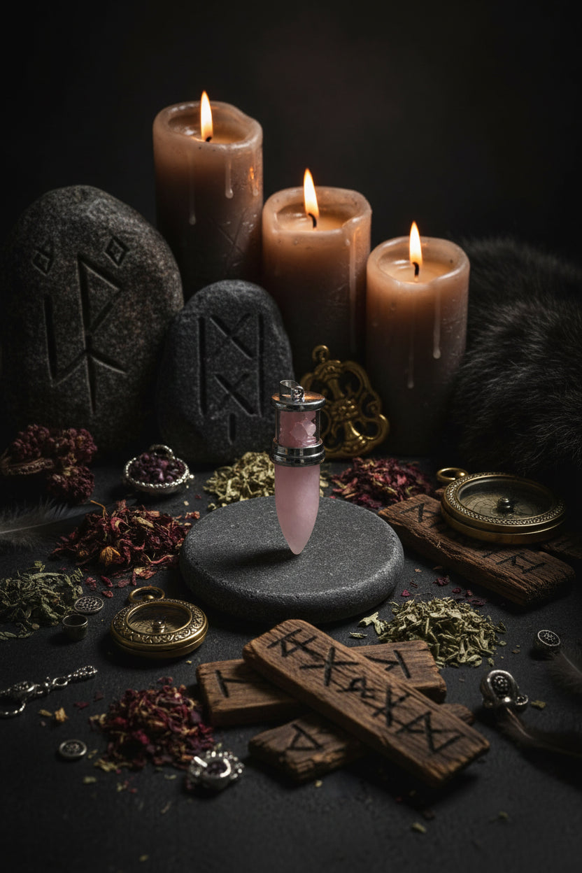 Crystal Bullet Pendant - Sorceress Sanctuary Tiger Eye Stone-Amethyst-Green Aventurine-Opal-Rose Quartz