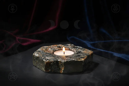Crystal Candle Holders - Sorceress Sanctuary Tiger's Eye Candlestick-Pink crystal candlestick-Fluorite Candlestick-Green Fluorite Candlestick-Peach Blossom Stone