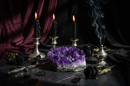 Crystal Candle Holders - Sorceress Sanctuary Tiger's Eye Candlestick-Pink crystal candlestick-Fluorite Candlestick-Green Fluorite Candlestick-Peach Blossom Stone