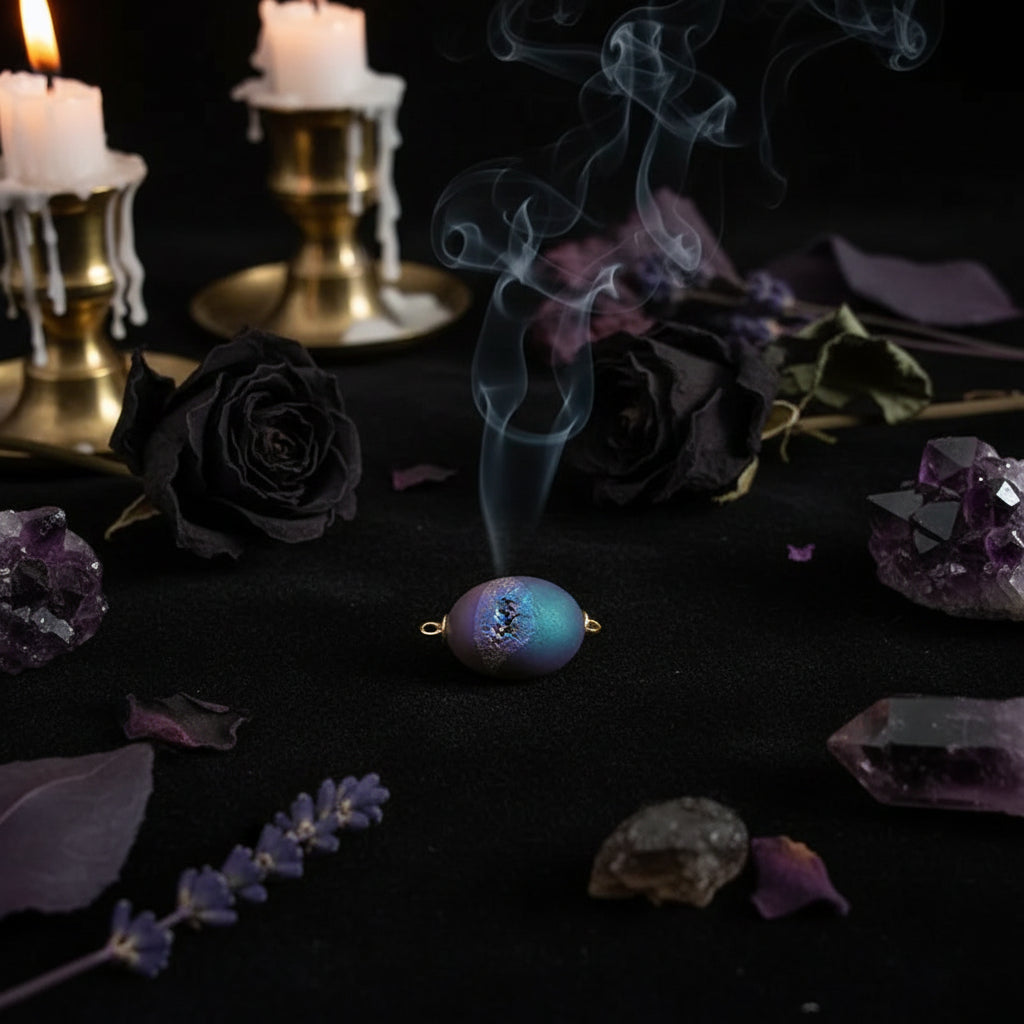 Crystal Cluster Necklace - Sorceress Sanctuary Black（Without chain）-Bronze（Without chain）-Fuchsia（Without chain）-Champagne（Without chain）-Silver（Without chain）