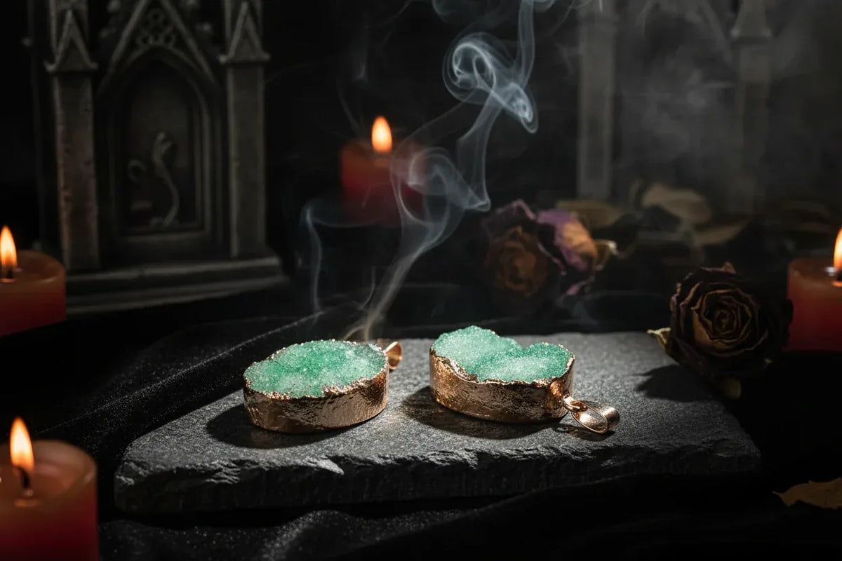 Crystal Cluster Pendant - Sorceress Sanctuary Blue / 15x20mm-Red / 20x25mm-Purple / 15x20mm-Green / 15x20mm-Purple / 20x25mm