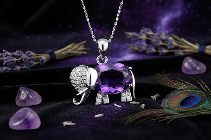 Crystal Elephant Necklace - Sorceress Sanctuary Sky blue Pendant-Red Pendant-Purple Pendant-Coloured Pendant-Sky blue Pendant with chain