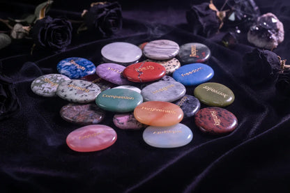 Crystal Energy Stones - Sorceress Sanctuary 45*35*7mm / White Pine (Hope)-45*35*7mm / one day at a time-45*35*7mm / Protein (Integrity)-45*35*7mm / Black Flash (Acceptance,)-45*35*7mm / Spot (Kindness)