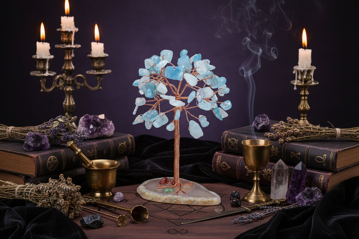 Crystal Gemstone Tree - Sorceress Sanctuary Aquamarine Gravel-Red agate gravel-Green East Mausoleum Gravel-Powder Crystal gravel-Fluorite crushed stone