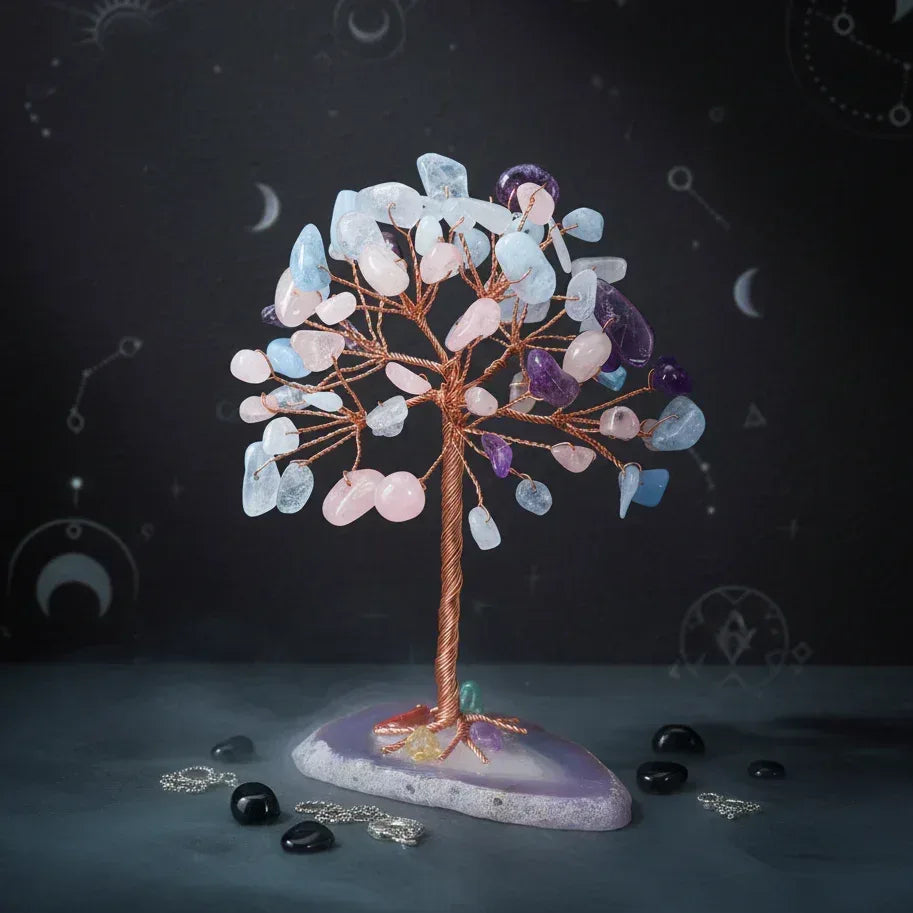 Crystal Gemstone Tree - Sorceress Sanctuary Aquamarine Gravel-Red agate gravel-Green East Mausoleum Gravel-Powder Crystal gravel-Fluorite crushed stone