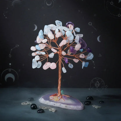 Crystal Gemstone Tree - Sorceress Sanctuary Aquamarine Gravel-Red agate gravel-Green East Mausoleum Gravel-Powder Crystal gravel-Fluorite crushed stone