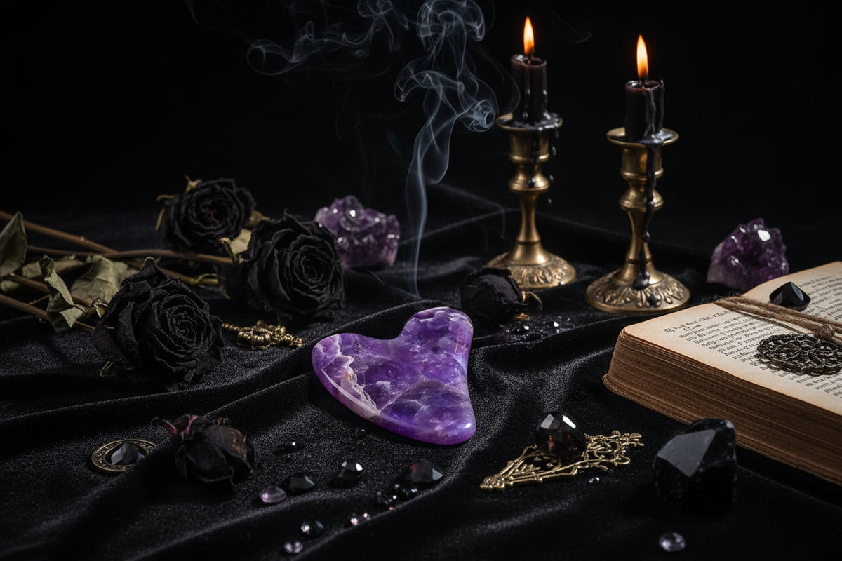 Crystal Gua Sha - Sorceress Sanctuary Amethyst Heart-Tiger's Eye Heart-White Crystal Heart-Powder Crystal Heart-Protein Heart