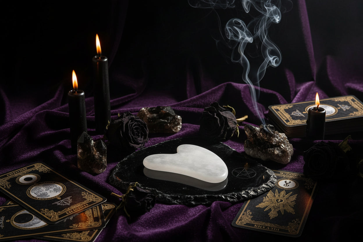 Crystal Gua Sha - Sorceress Sanctuary Amethyst Heart-Tiger's Eye Heart-White Crystal Heart-Powder Crystal Heart-Protein Heart