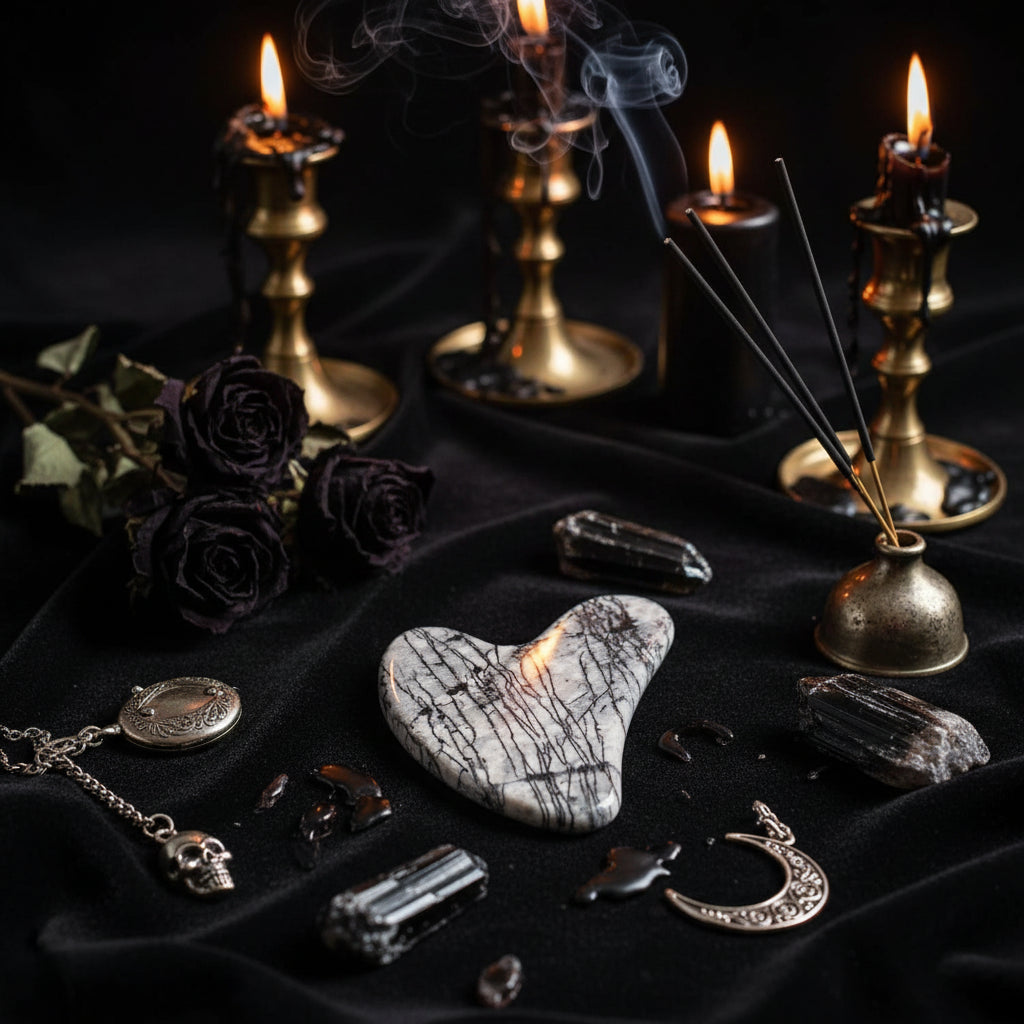Crystal Gua Sha - Sorceress Sanctuary Amethyst Heart-Tiger's Eye Heart-White Crystal Heart-Powder Crystal Heart-Protein Heart
