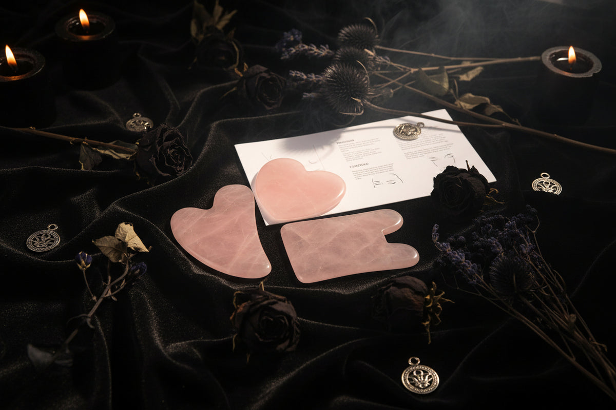 Crystal Gua Sha - Sorceress Sanctuary Amethyst Heart-Tiger's Eye Heart-White Crystal Heart-Powder Crystal Heart-Protein Heart