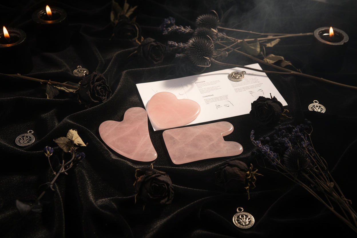 Crystal Gua Sha - Sorceress Sanctuary Amethyst Heart-Tiger's Eye Heart-White Crystal Heart-Powder Crystal Heart-Protein Heart
