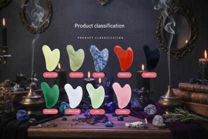 Crystal Gua Sha - Sorceress Sanctuary Amethyst Heart-Tiger's Eye Heart-White Crystal Heart-Powder Crystal Heart-Protein Heart