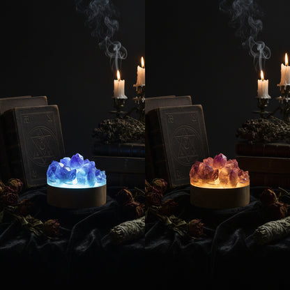 Crystal Lamp - Sorceress Sanctuary White Single Crystal-Amethyst Citrine Teeth-White Crystal Amethyst-Electroplating Three Colours-Citrine Teeth