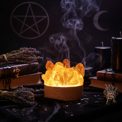 Crystal Lamp - Sorceress Sanctuary White Single Crystal-Amethyst Citrine Teeth-White Crystal Amethyst-Electroplating Three Colours-Citrine Teeth