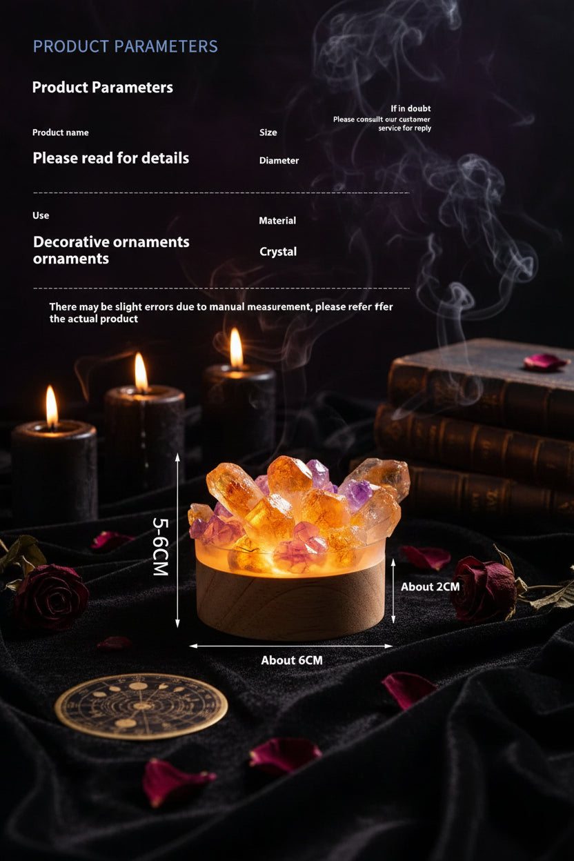 Crystal Lamp - Sorceress Sanctuary White Single Crystal-Amethyst Citrine Teeth-White Crystal Amethyst-Electroplating Three Colours-Citrine Teeth
