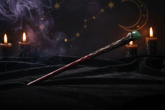 Crystal Magic Wand - Sorceress Sanctuary Topaz / Standard-Amethyst Flowers / Standard-Red Agate / Standard-Green Aventurine / Standard-Amethyst / Standard